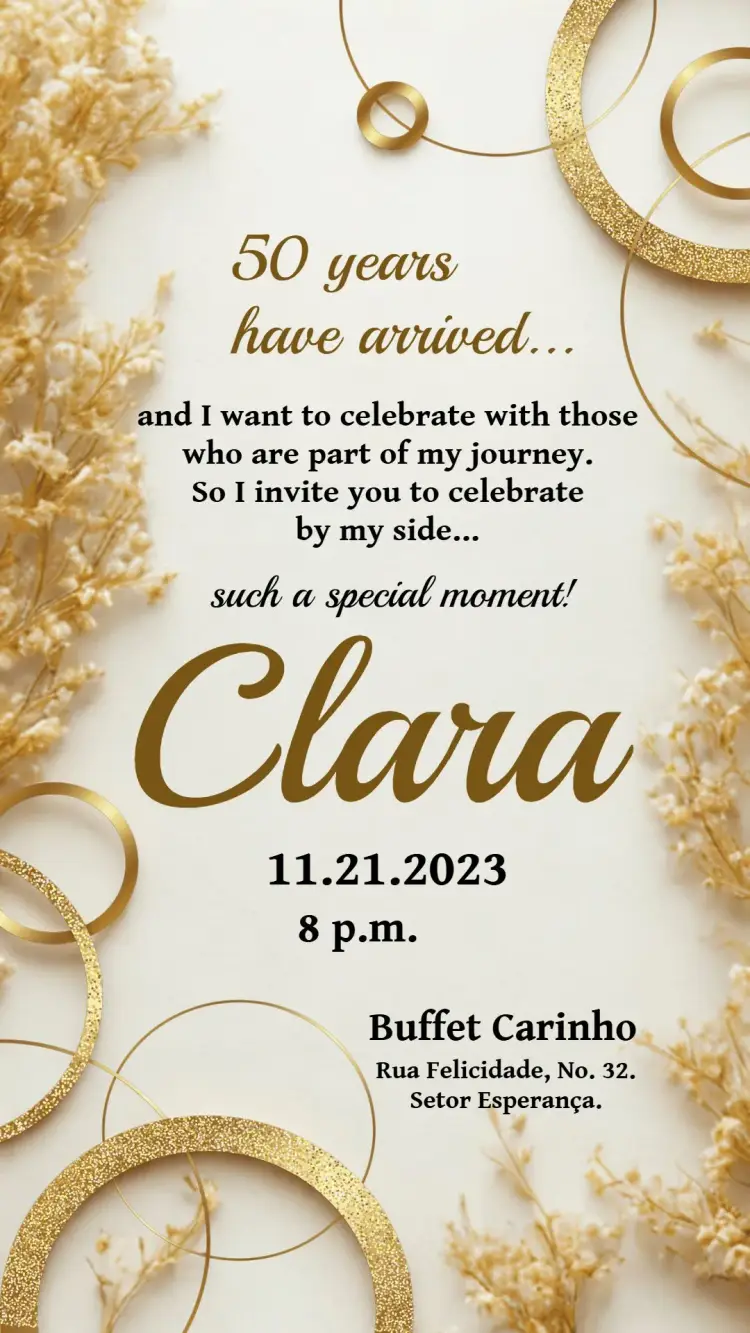 Invite 50 Golden Years 40 editable and customizable