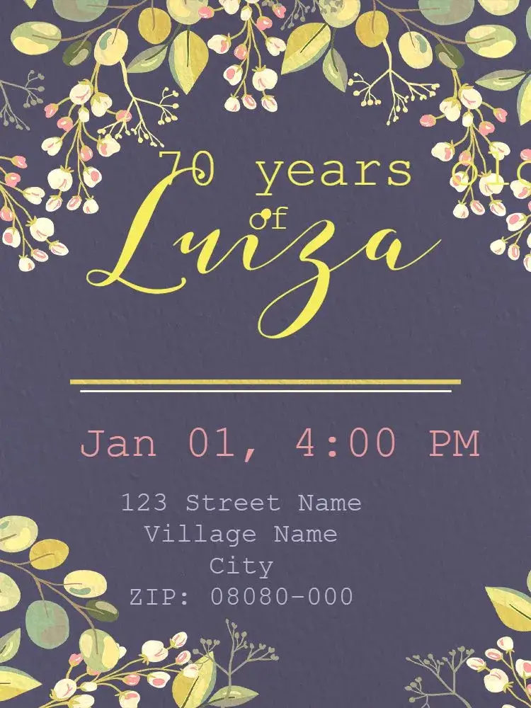 Virtual 70 Years - Wildflower invitation