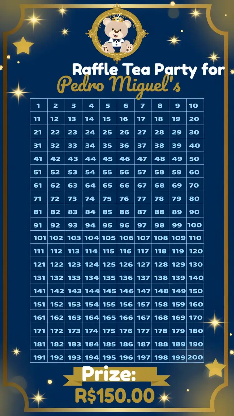 Invitation Prince Teddy Bear Raffle Tea Card – Raffle Tea theme teddy bear, prince, golden, blue, white, childish