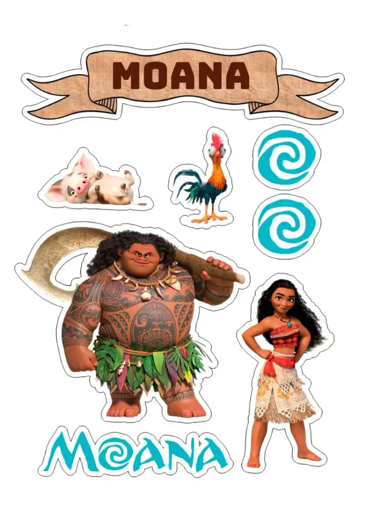 Colorful Moana Cake Topper invitation