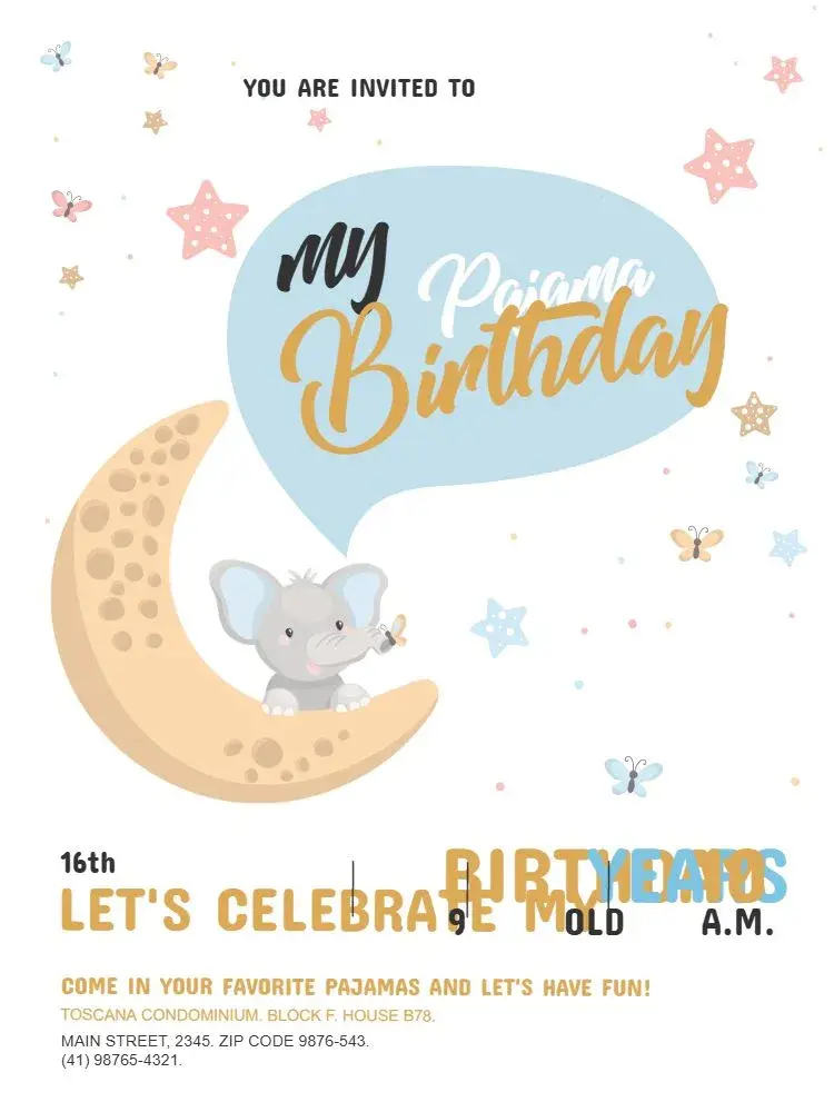 Pajama Party Moon invitation