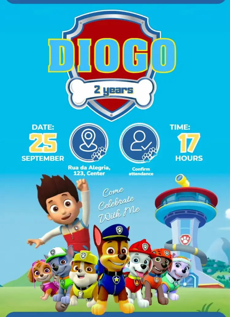 Complete Paw Patrol invitation