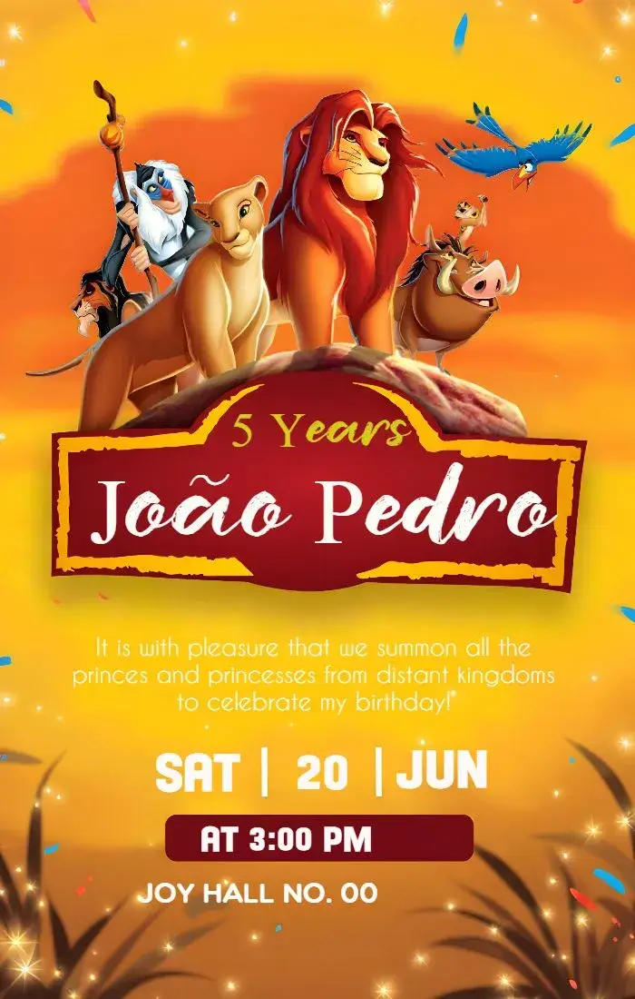 Lion King Simba invitation