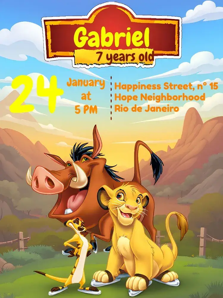 Lion King Trees invitation