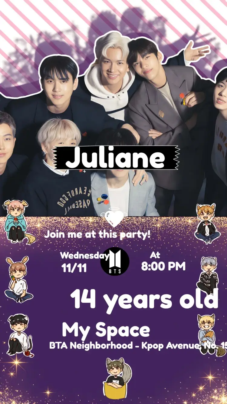 White Kpop invitation