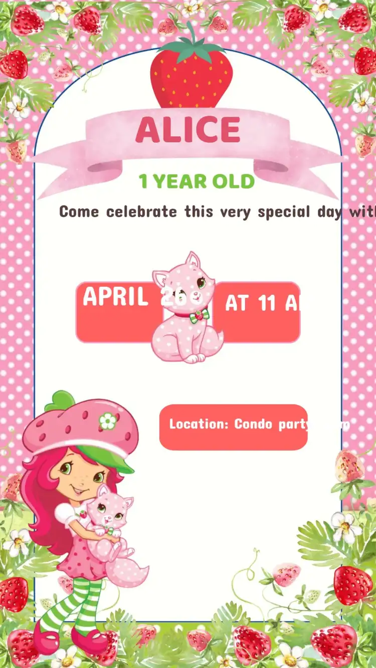 Strawberry Shortcake Birthday Invitation