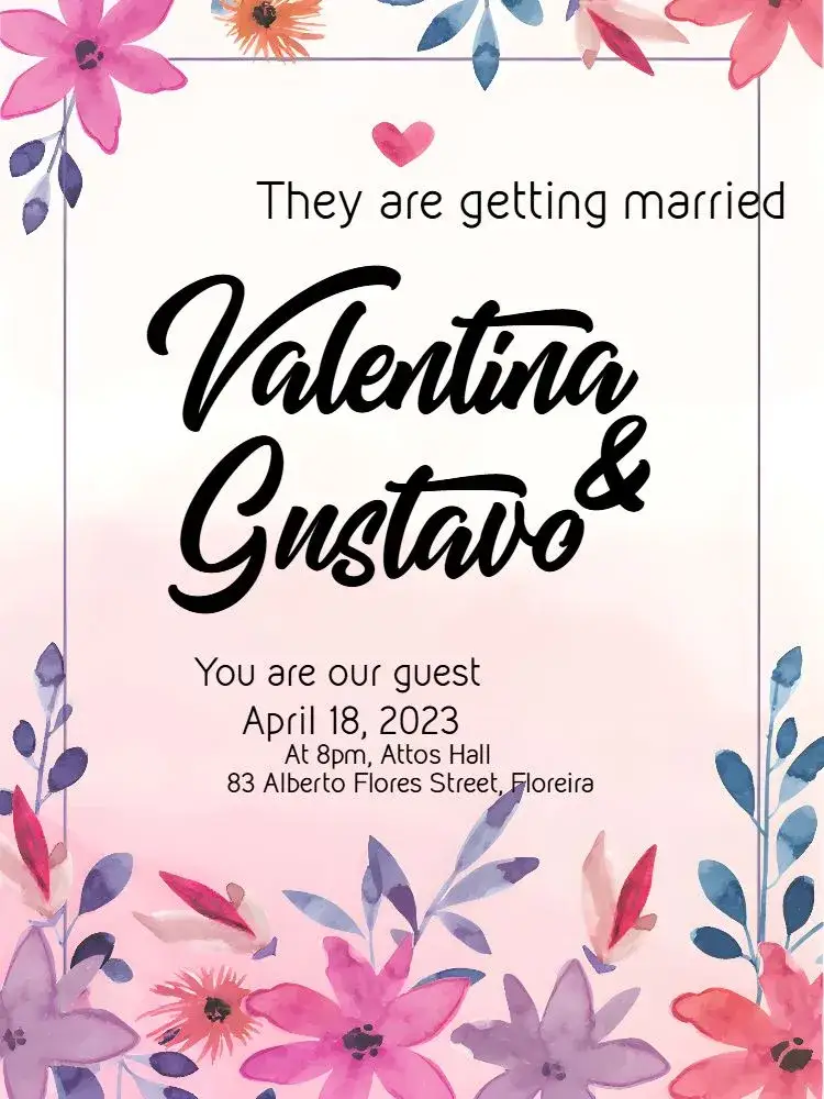 Invitation Modern Floral Wedding – Wedding theme floral, modern, romantic, elegant, colorful, delicate