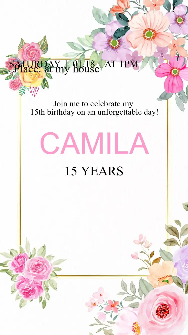 Invitation Floral 15th Birthday Invitation – Sweet 15 theme