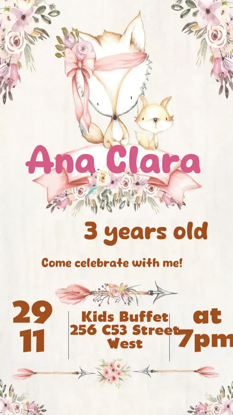 Watercolor Little Fox invitation