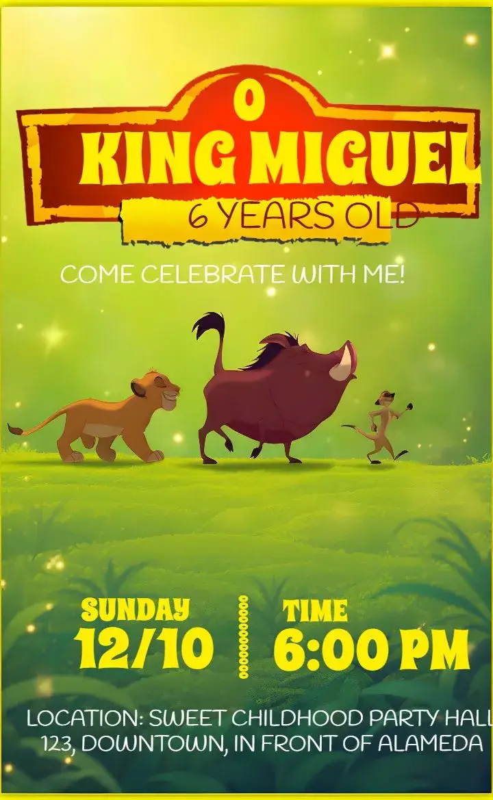 The Yellow Lion King invitation