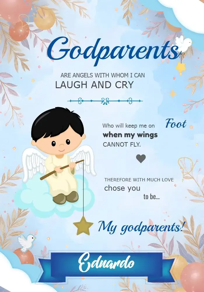 Invitation For Godparents Of Baptism – Most searched for theme delicate, classic, modern, pastel, religious