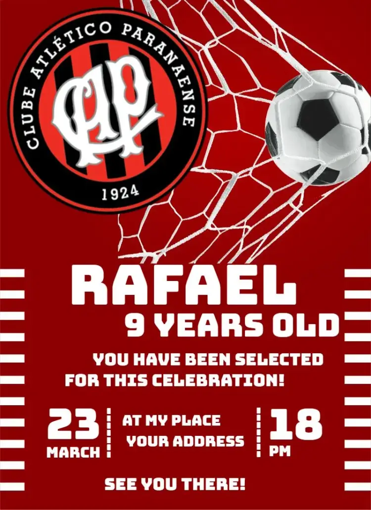 Invite Atlético Paranaense 3 editable and customizable