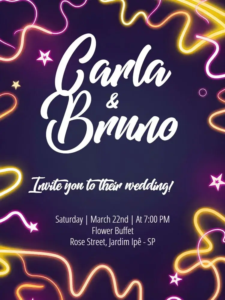 Modern Neon Wedding invitation