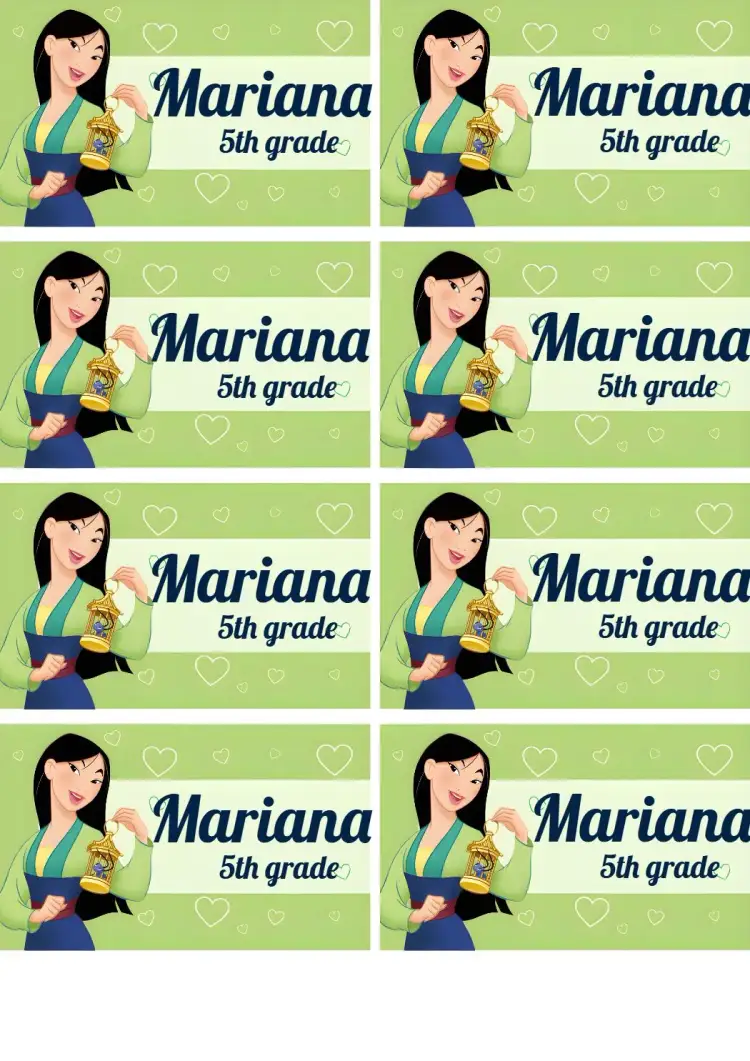 Invitation Mulan Girl School Label – Tickets theme princesses, green, children's, fun, colorful