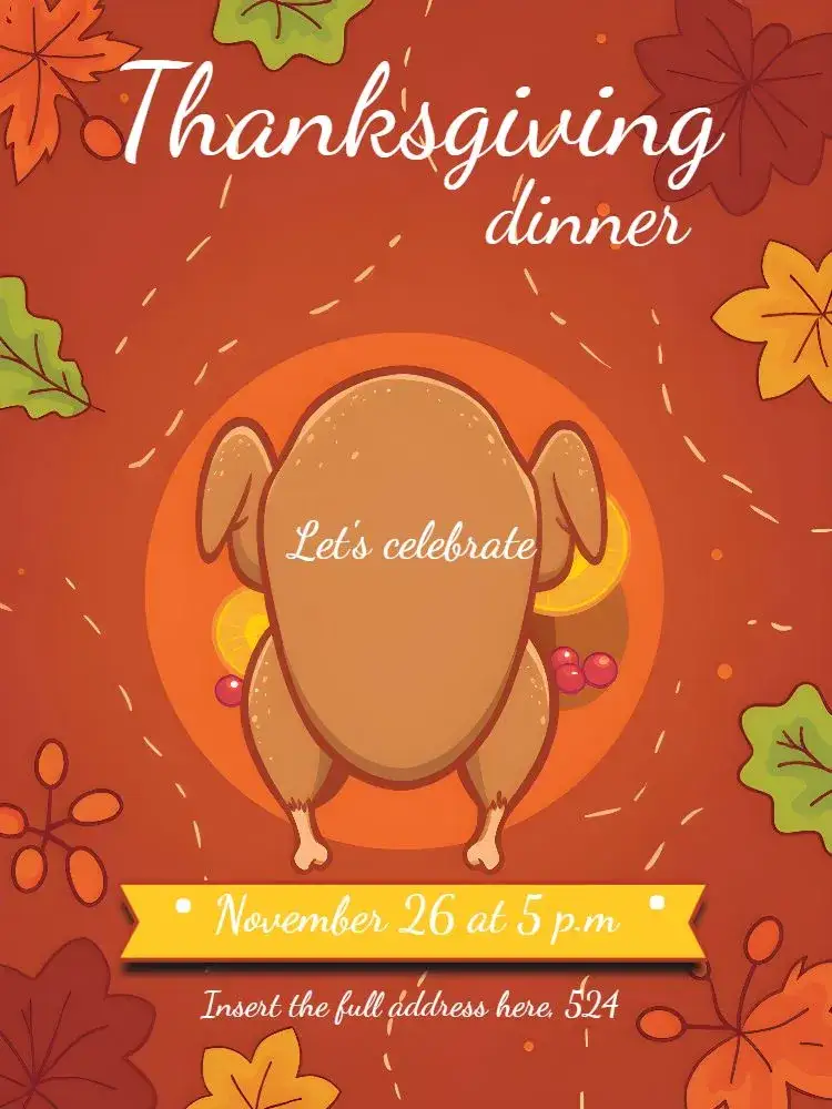 Invitation Thanksgiving Orange – Commemorative Dates theme vibrant orange, minimalist, modern, cheerful, familiar, celebration