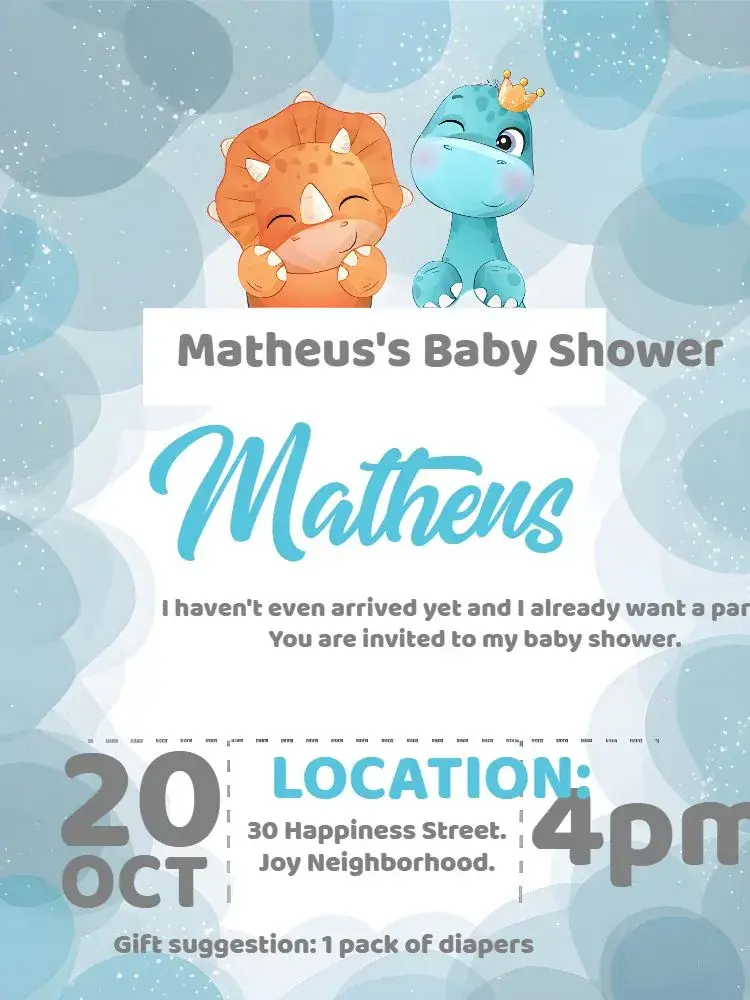Dinosaur Baby Shower Boy invitation