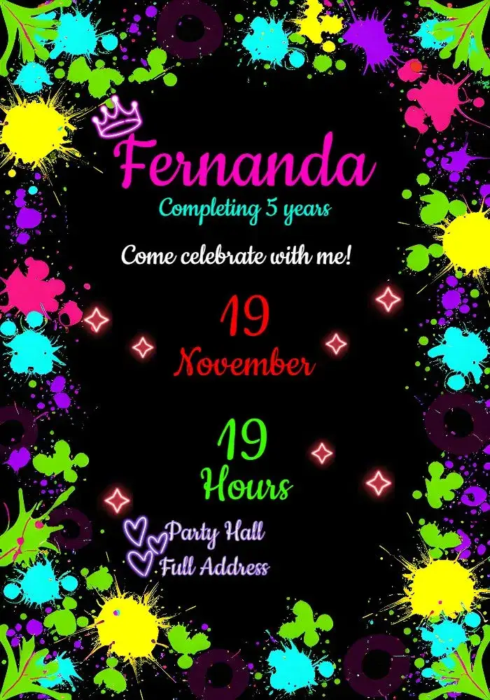 Invitation Yellow Neon – Most searched for theme neon, modern, vibrant, colorful, youthful, themed
