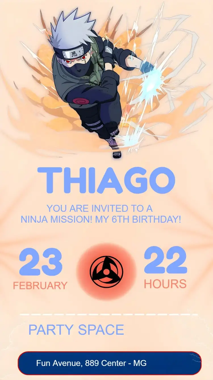 Kakashi Blue Naruto invitation