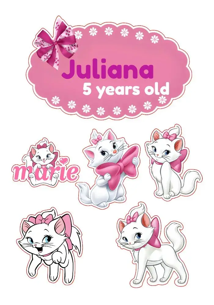 Marie Pink Kitten Cake Topper invitation