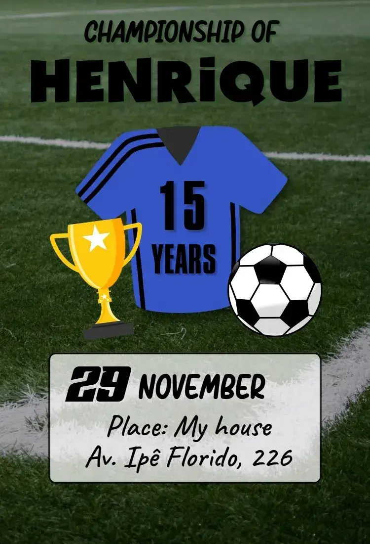Invite Soccer Birthday Party editable and customizable