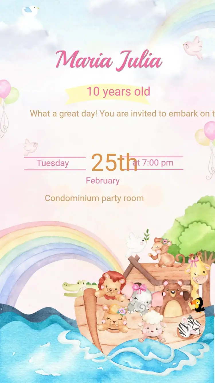 Birthday Invitation NOAH'S ARK