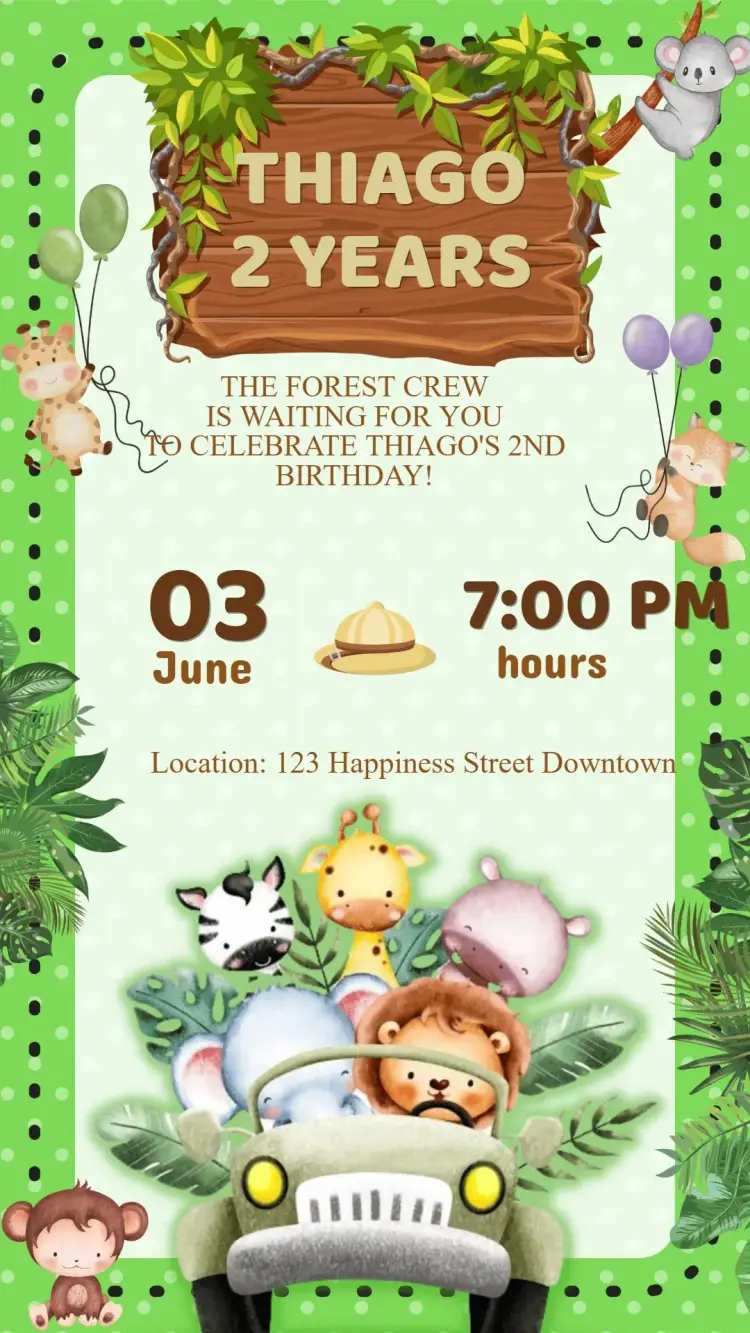 Invite Safari Birthday Invitation editable and customizable