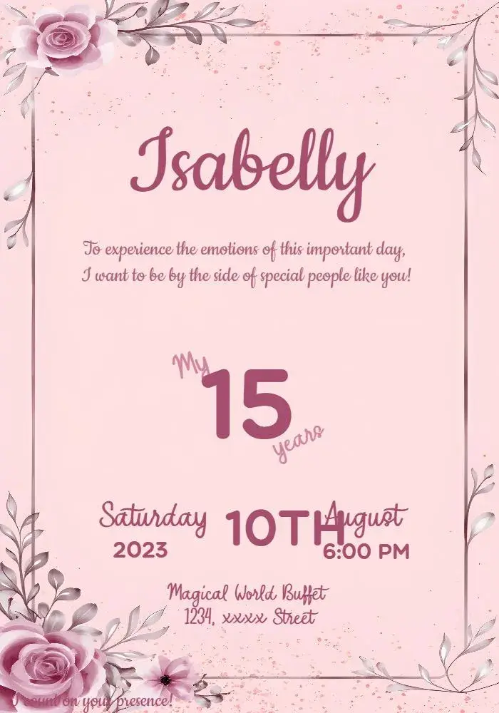 15th Brown Floral Anniversary invitation