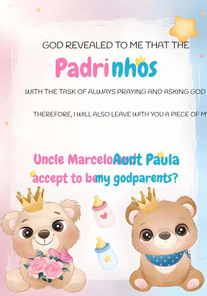Royal Teddy Godparents Reveal invitation