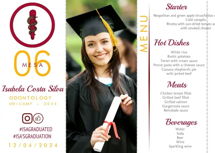 Menu Triangle Dentistry Graduation With College Photo invitation