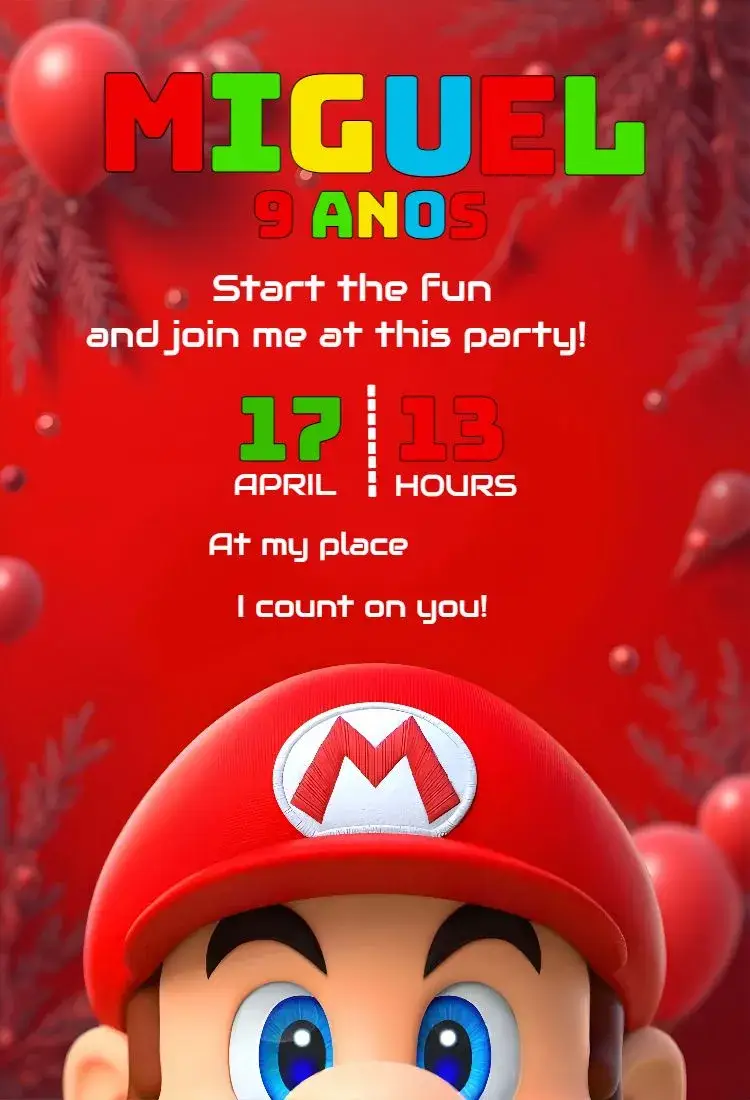 Super Mario Bros invitation