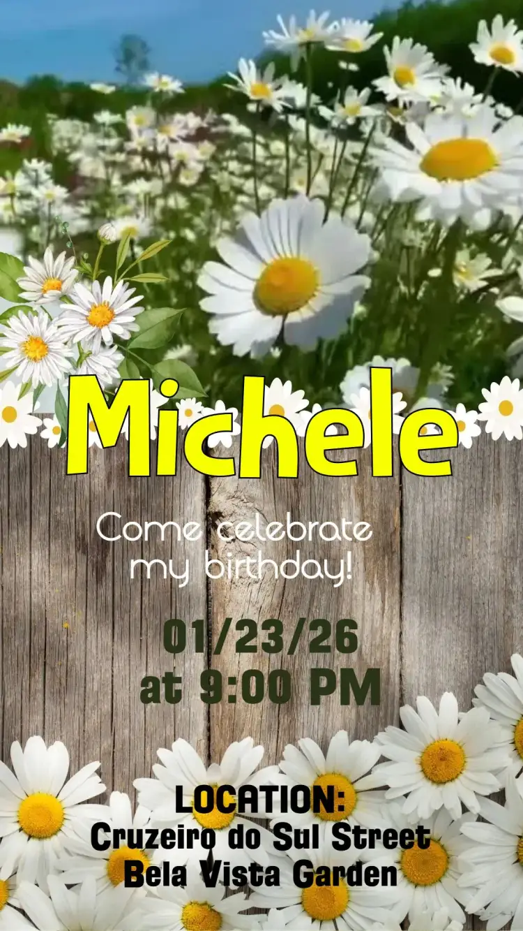 Invitation Daisies – Birthday theme floral, colorful, elegant, modern, fresh, vibrant