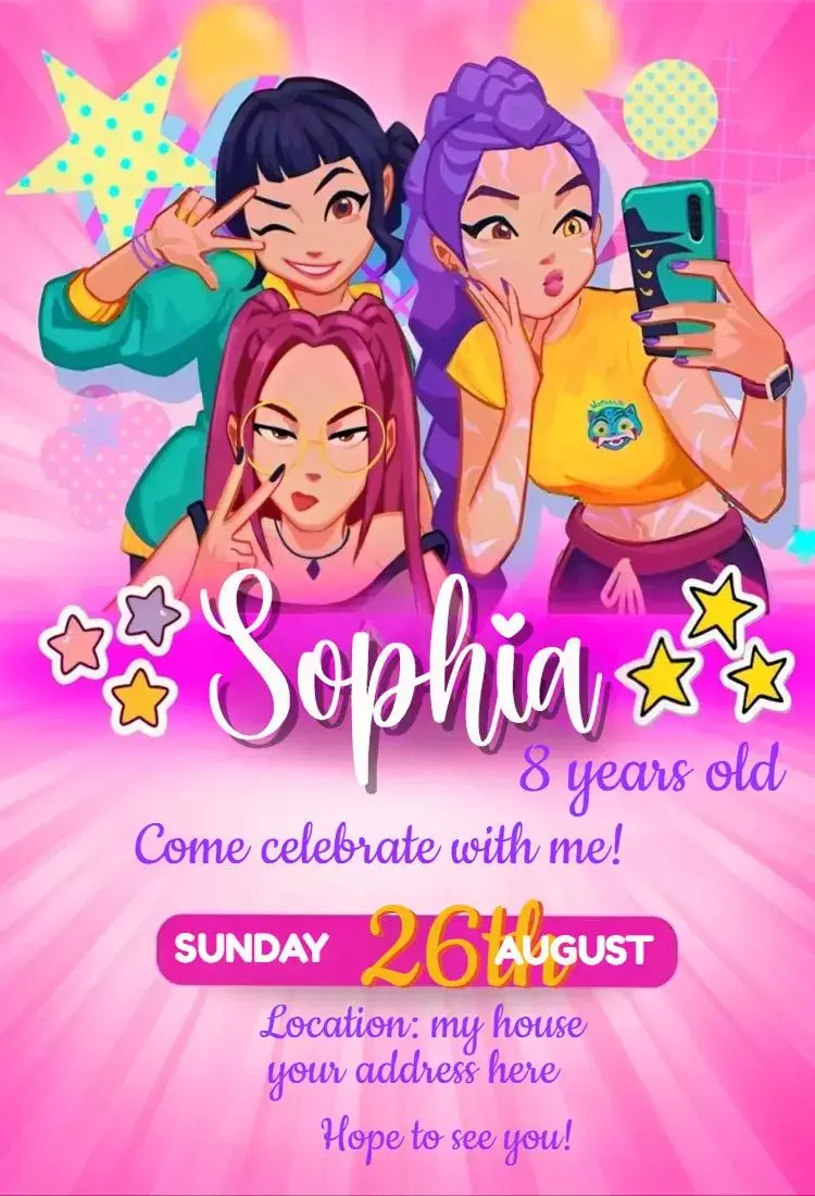 Invite Kpop Warriors editable and customizable