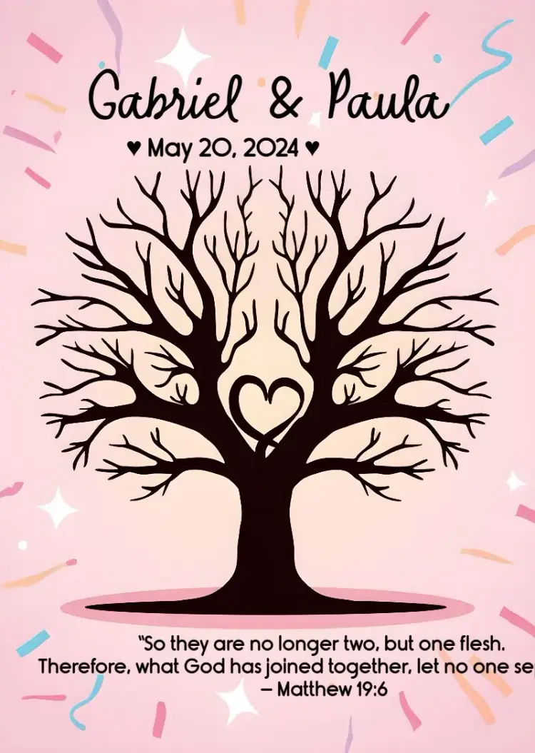 White Wedding Fingerprint Tree invitation