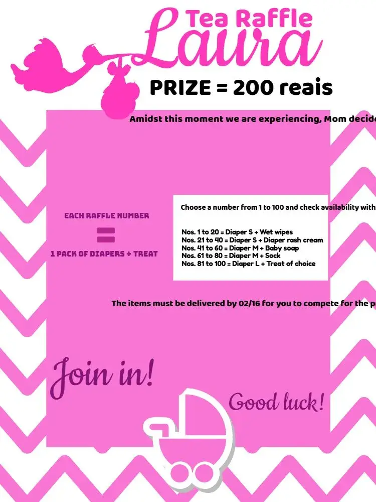 Baby Stork Raffle Tea invitation