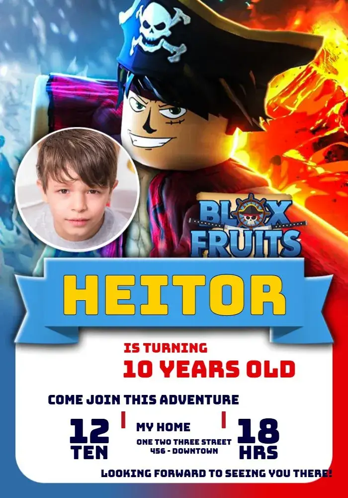 Blox Fruits With Gamer Photo invitation