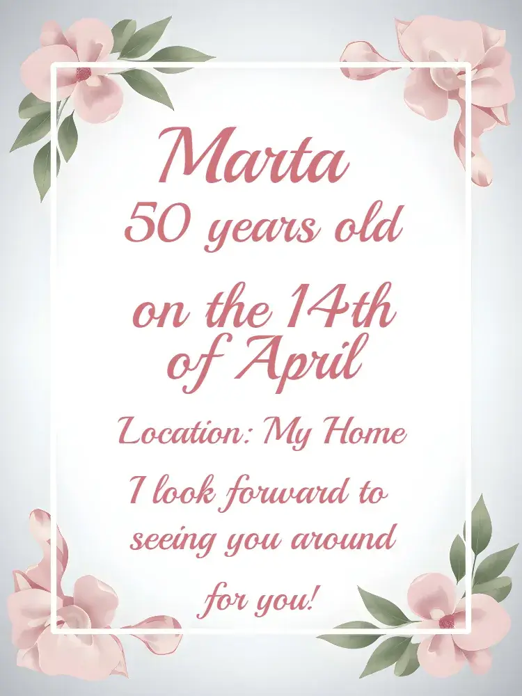 Floral - 50 Years Elegant invitation