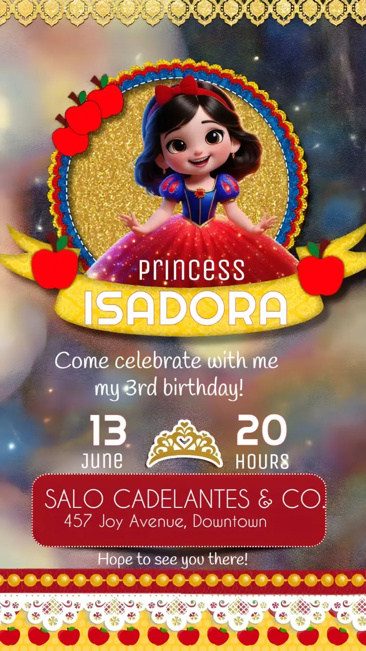 Snow White And The Seven Dwarfs Glitter invitation