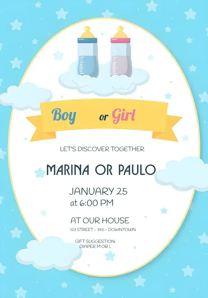 Teddy Bear Gender Reveal invitation