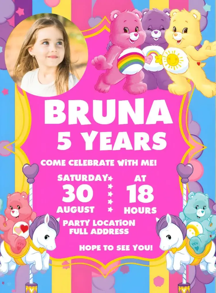 Caring Bears With Lucky Photo invitation