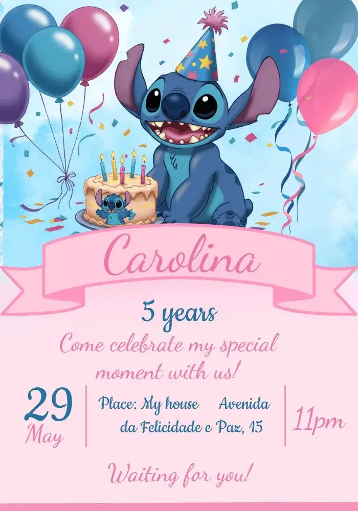 Blue Stitch invitation