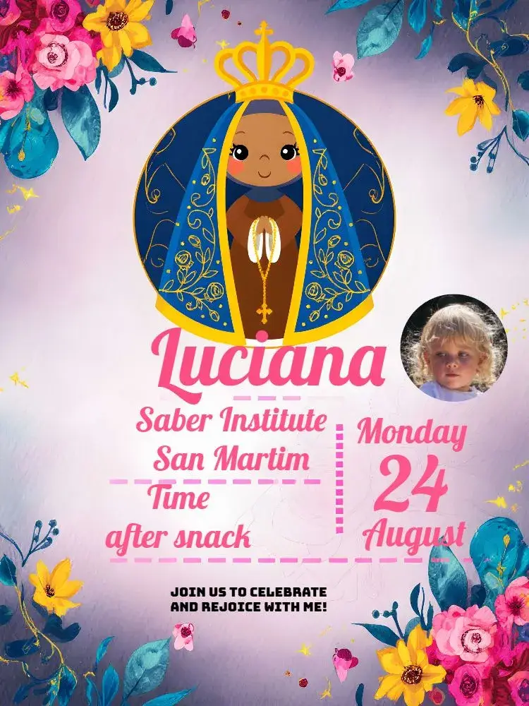 Our Lady With Pink Photo invitation