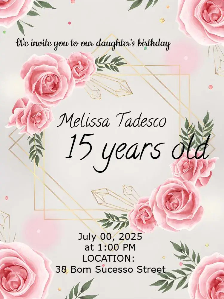 15th Floral Pink Birthday invitation
