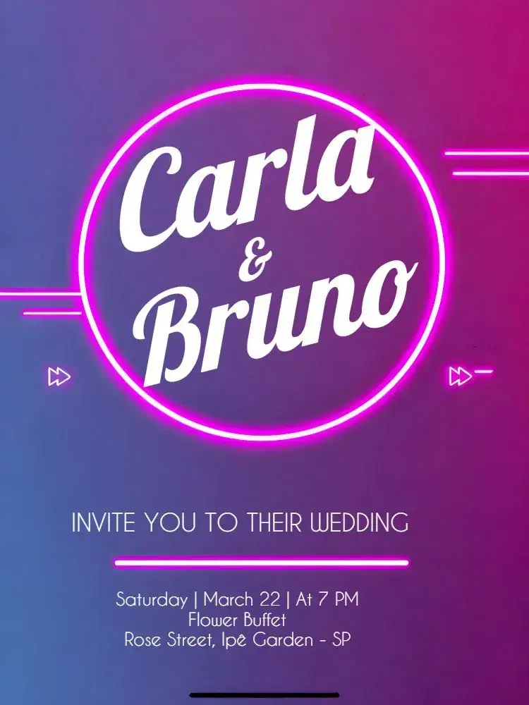 Purple Neon Wedding invitation