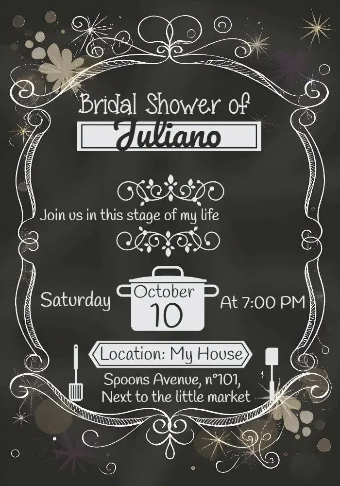 Bridal Shower Chalkboard Blackboard Spatula invitation
