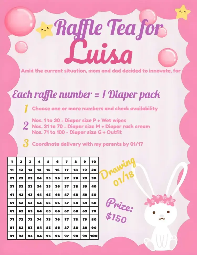 Tea Raffle Bunny Girl Tea Bunny Pink invitation