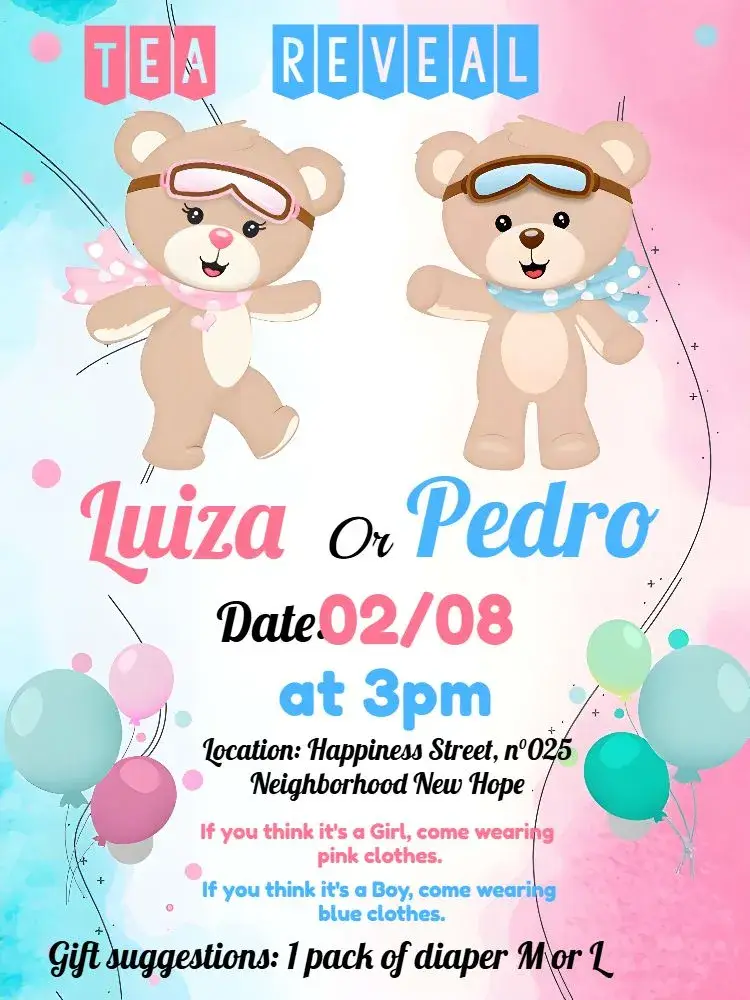 Bear Royalty Girl Reveal Tea invitation