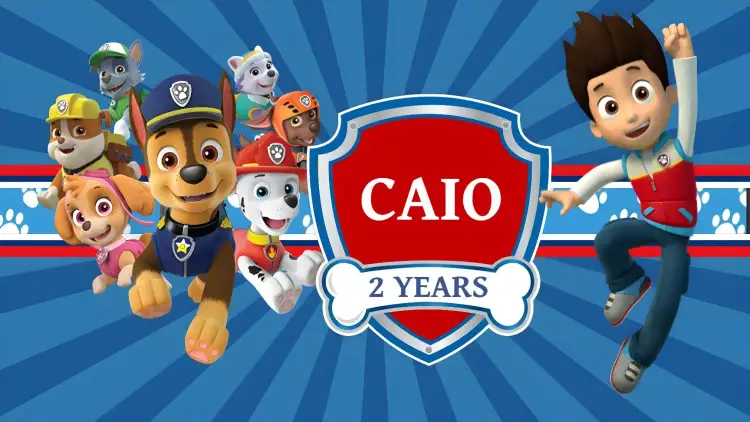 Invitation Paw Patrol TV Panel Logo – Kids' Birthday Party theme vibrant colors, childish style, Paw Patrol graphic elements, cheerful design, adventure theme