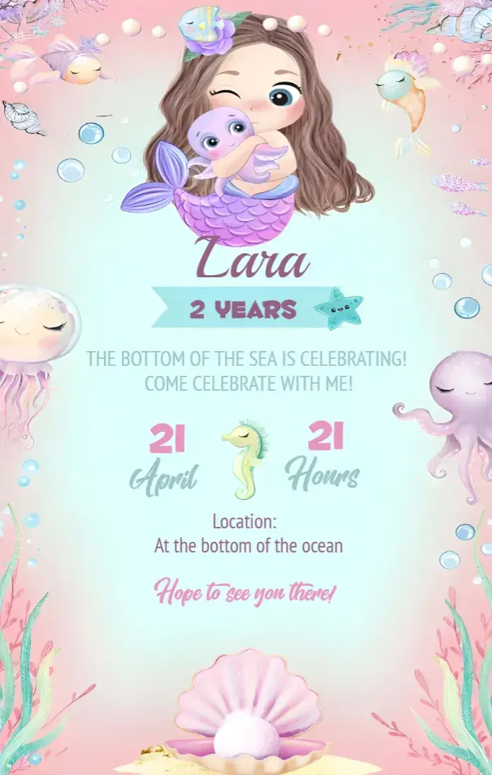 Mermaid Watercolor Background invitation