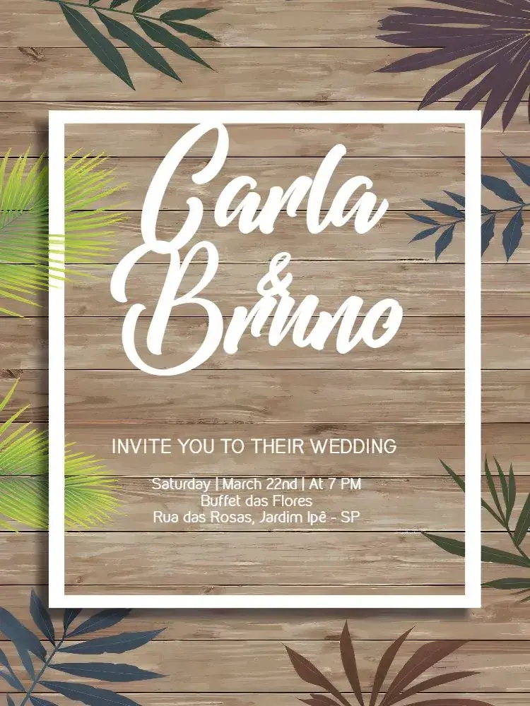 Tropical Foliage Wedding invitation