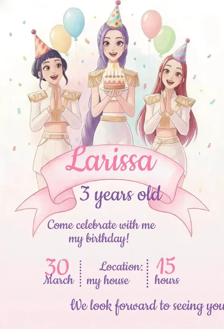 Invite Warriors of Kpop 23 editable and customizable